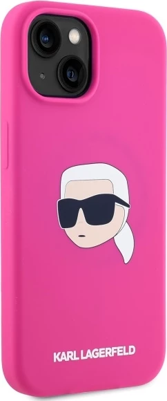 Mbështjellës Karl Lagerfeld KLHMP15SSKHPPLF për iPhone 15 6.1", silikon, MagSafe, fuchsia
