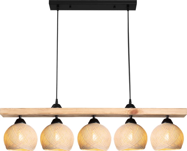 Llambë tavani pesë-dritëshe Salote E27, ngjyrë kafe-krem, 100x18x24cm