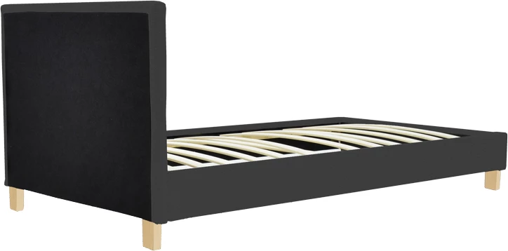 Krevat Nevil, stof antracit, këmbë druri natyrale, 100x200cm