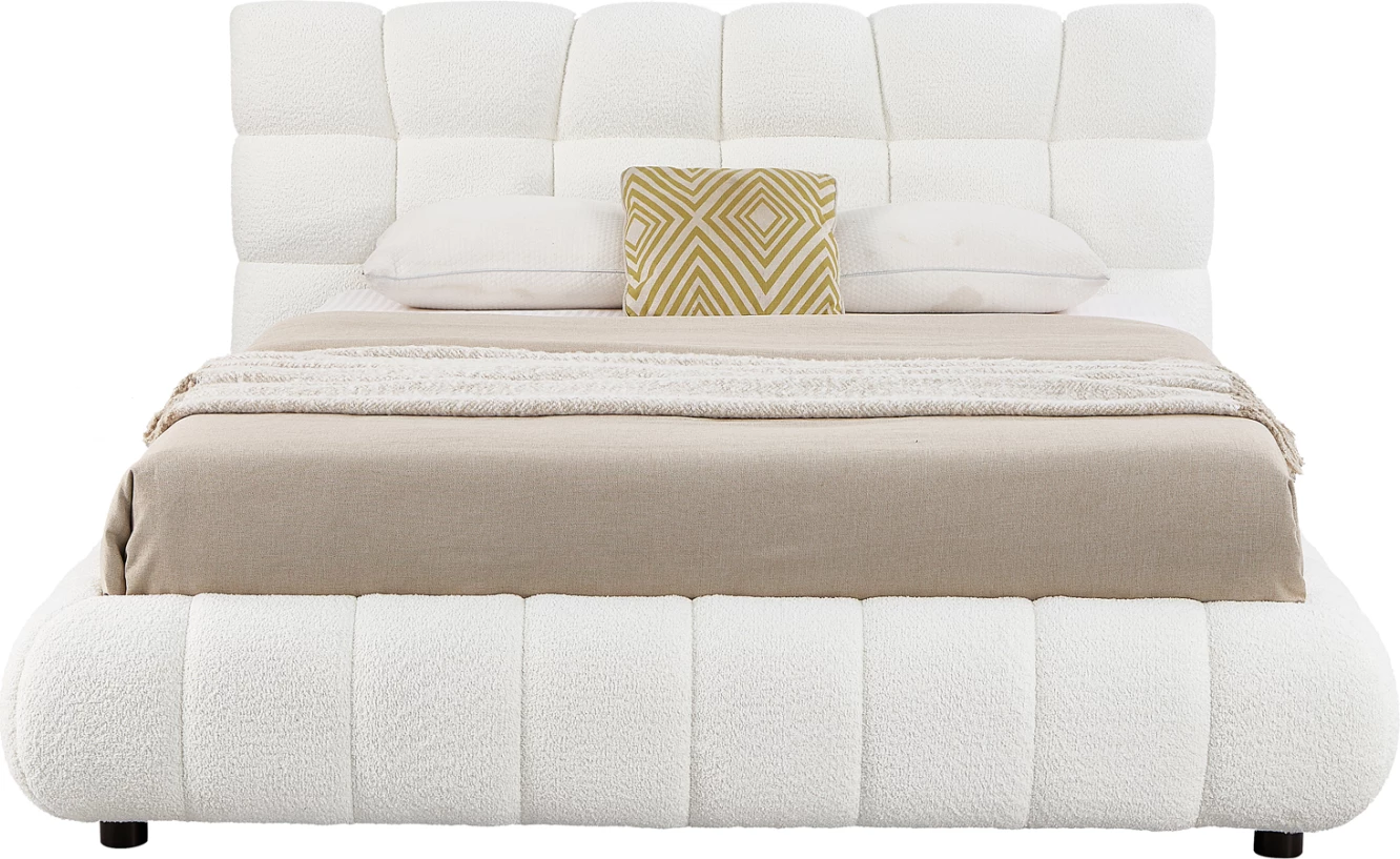 Krevat dopio me hapësirë për depo, pëlhurë chenille e bardhë, SOMNIUM CD725.02, dyshek 160x200cm