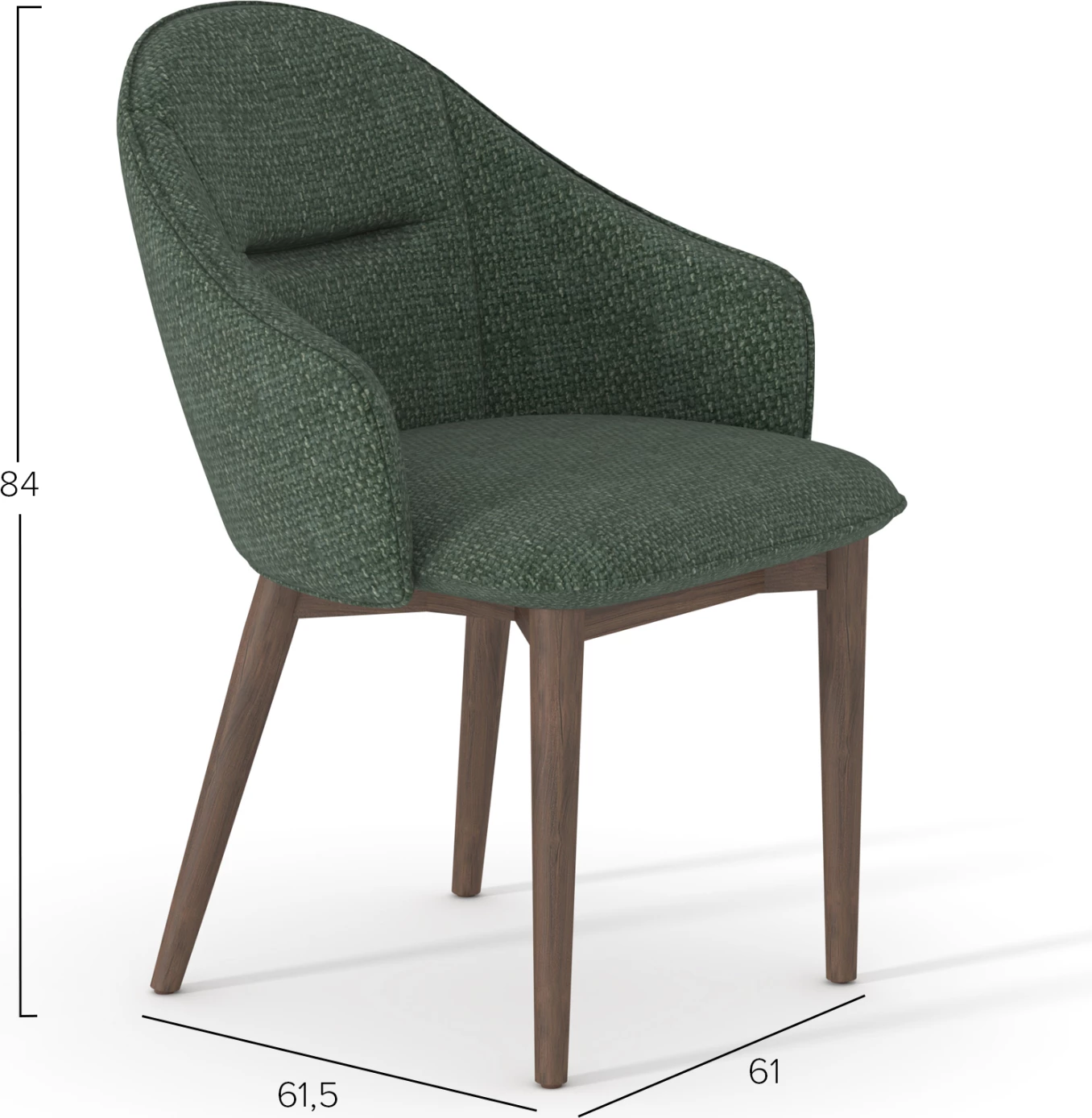 Karrige ngrënieje Horizon Series, stof i gjelbër, kornizë fraxinos, CD18102.05, 61x60x83H