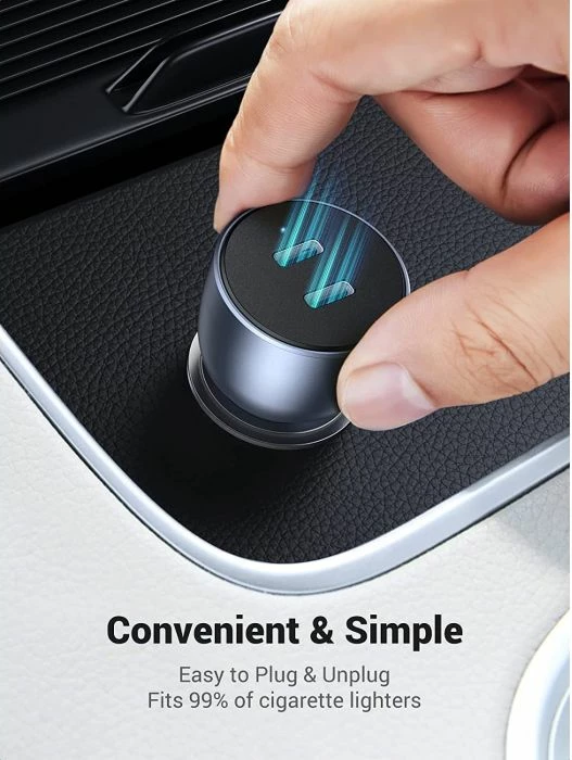 Karikues veture UGREEN 70594, 2x USB-C, QC 3.0, 40W, gri, në kuti