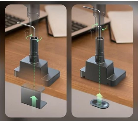 Mbajtëse tavoline për 2 monitorë ICYBOX IB-MS702-T, gas spring, deri 57\" / 27 kg, VESA 75x75 & 100x100, e zezë
