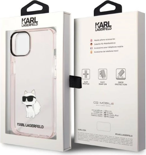 Mbështjellës Karl Lagerfeld Choupette për iPhone 14, Rozë