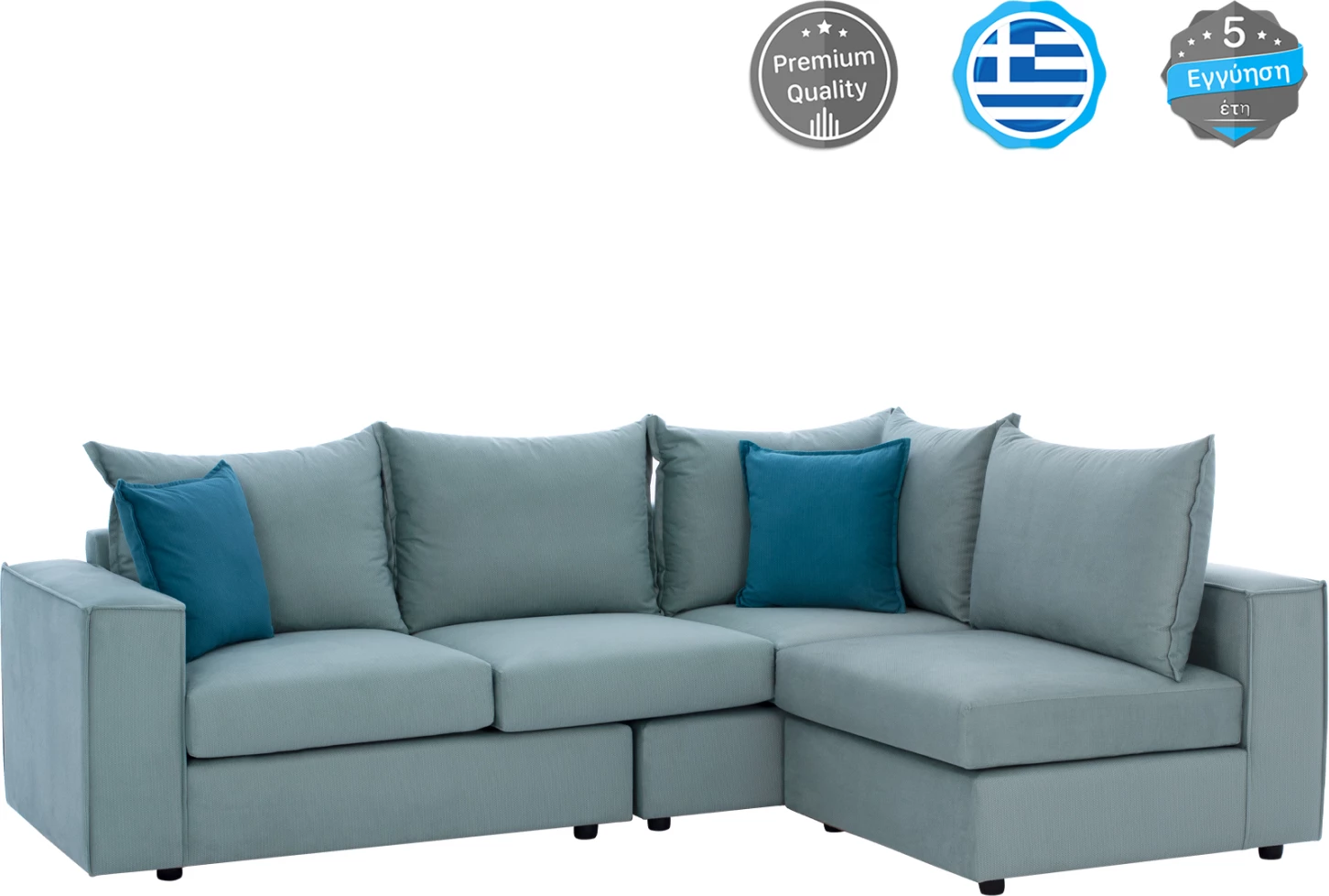 Divan qoshe MONZA, i ndërrueshëm, 3 pjesë, jeshil fistik, rezistent ndaj njollave, i papërshkueshëm nga uji