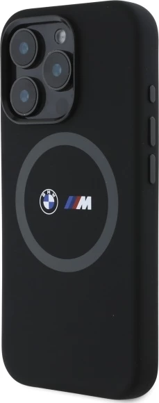 Mbështjellës BMW M për iPhone 16 Pro Max, silikon, MagSafe, zi