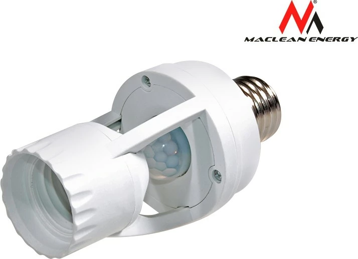 Soket llambë me sensor lëvizjeje dhe errësire Maclean MCE24, 360°, e bardhë