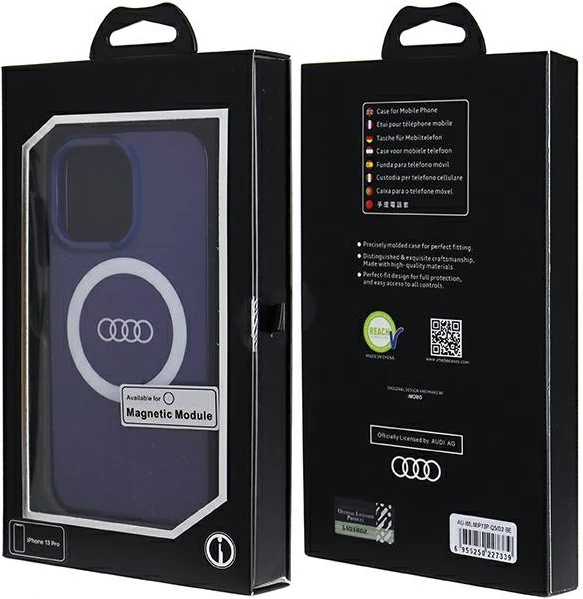 Mbështjellës Audi IML Big Logo MagSafe për iPhone 13 Pro / 13, Blu