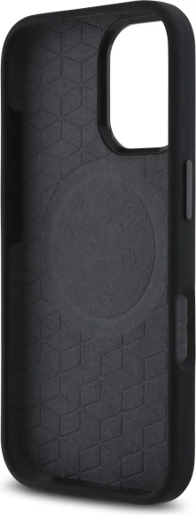 Mbështjellës BMW M për iPhone 16, silikon, MagSafe, i zi