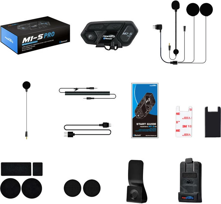 Interkom për motoçikletë Fodsports M1-S Pro, Bluetooth, i zi