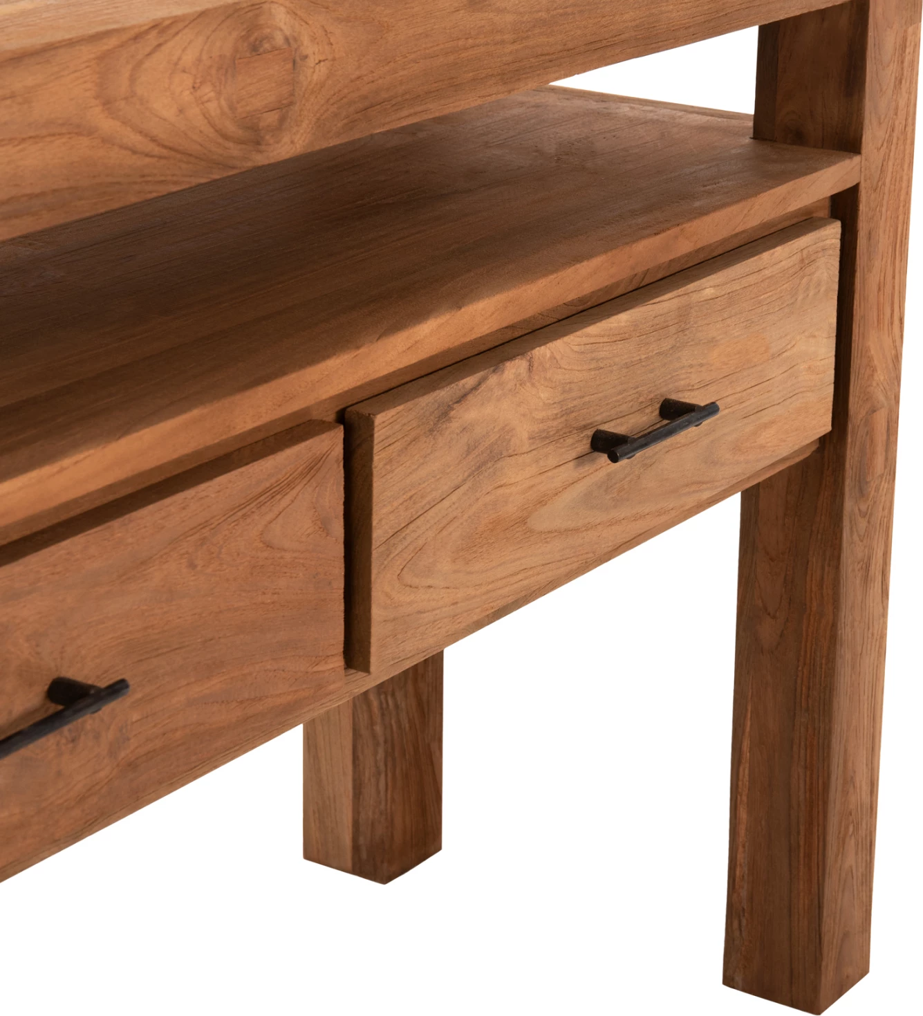 Konsolë me 3 sirtarë, dru TEAK i ricikluar, ngjyrë natyrale, 180x45x80H cm