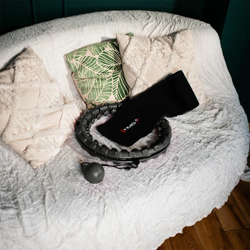 Set hula hop HMS HHW12 me peshë dhe rrip BR163, të zi, plus size