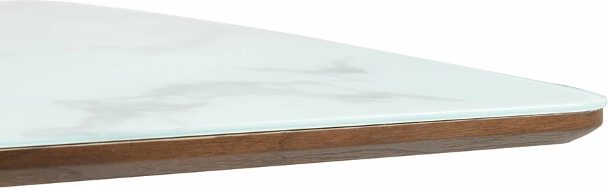 Tavolinë TOTEM, ngjyrë arre dhe e bardhë me pamje mermeri, 120x120x76cm