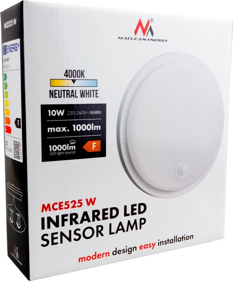 Llambë LED me sensor lëvizje PIR Maclean MCE525 W 10W 1000 lm 4000K IP65 e bardhë