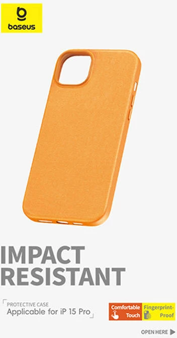 Mbështjellës Baseus Fauxther për iPhone 15 Pro Max, portokalli