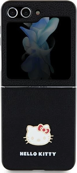 Mbështjellës Hello Kitty për Samsung Galaxy Z Flip 5, Metal Logo, i zi