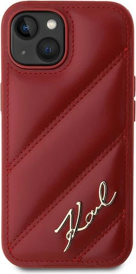 Mbështjellës Karl Lagerfeld Diagonal Quilted Script për iPhone 15/14/13, e kuqe