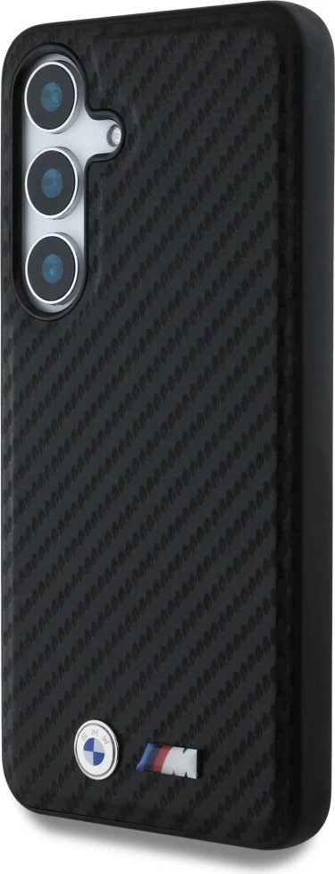 Mbështjellës BMW Leather Carbon MagSafe për Samsung Galaxy S25+, i zi