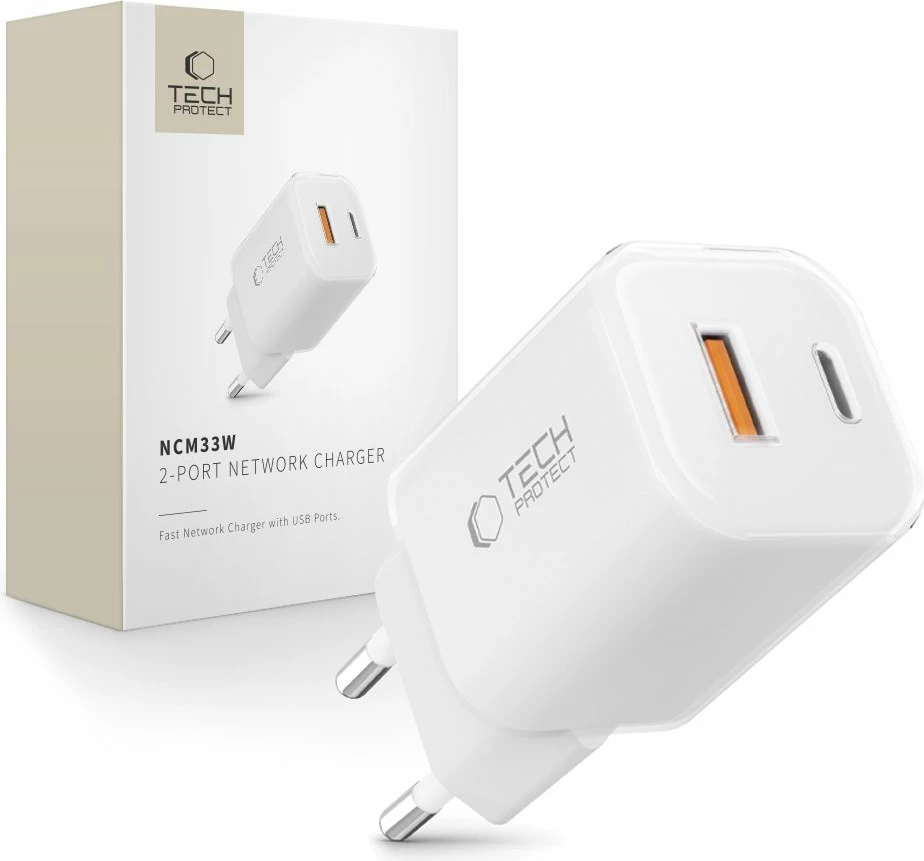 Karikues muri Tech-Protect NCM33W me 2 porta, 33W, i bardhë