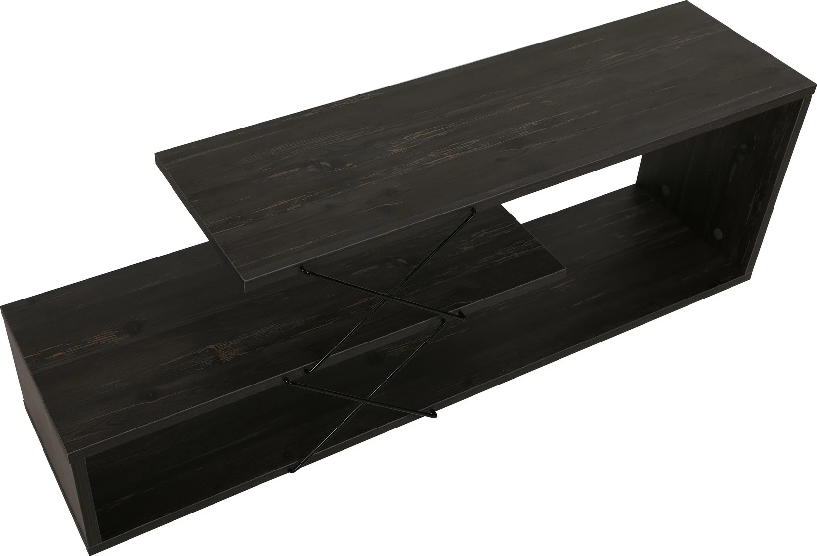 Komodë TV Hanah Home, dizajn Zigzag, ngjyrë kafe e errët