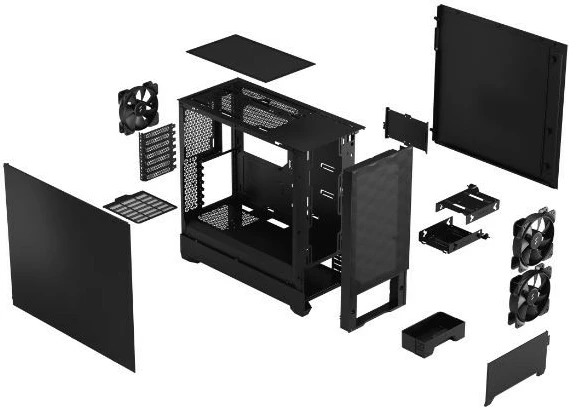 Kasë Fractal Design Pop Air Black Solid, Midi Tower, e zezë