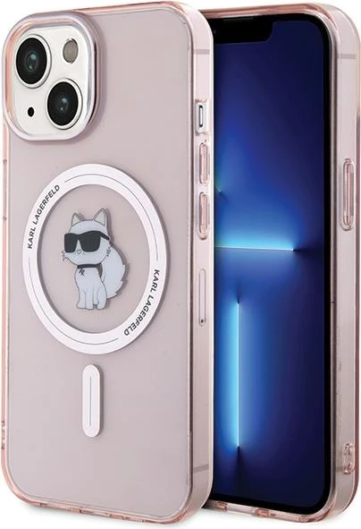 Mbështjellës Karl Lagerfeld IML Choupette MagSafe për iPhone 15, Rozë