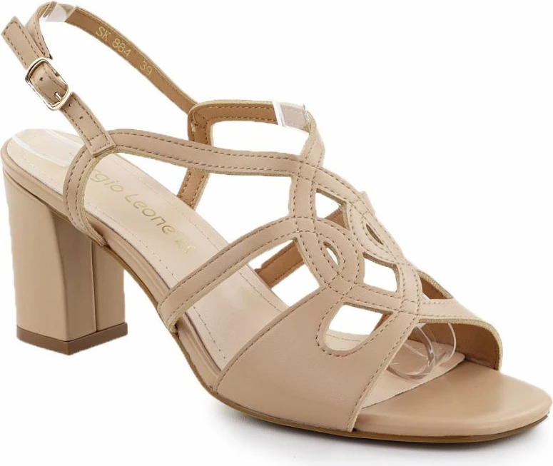 Sandale me taka Leone SK884, bezhë, femra
