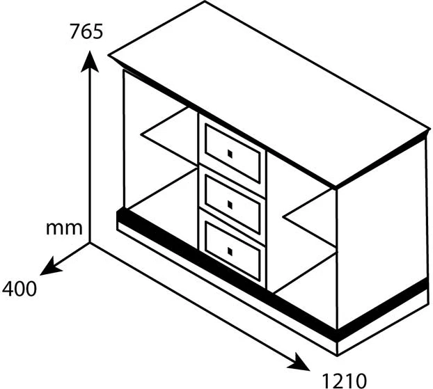 Bufe Mozart ngjyrë arre 121x40x76,5cm