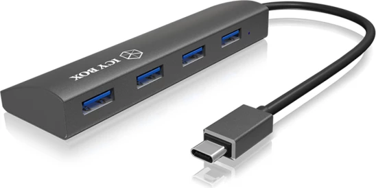 Hub USB-C ICYBOX IB-AC6405-C, 4x USB-A 3.0, 5 Gbit/s, alumin, antracit