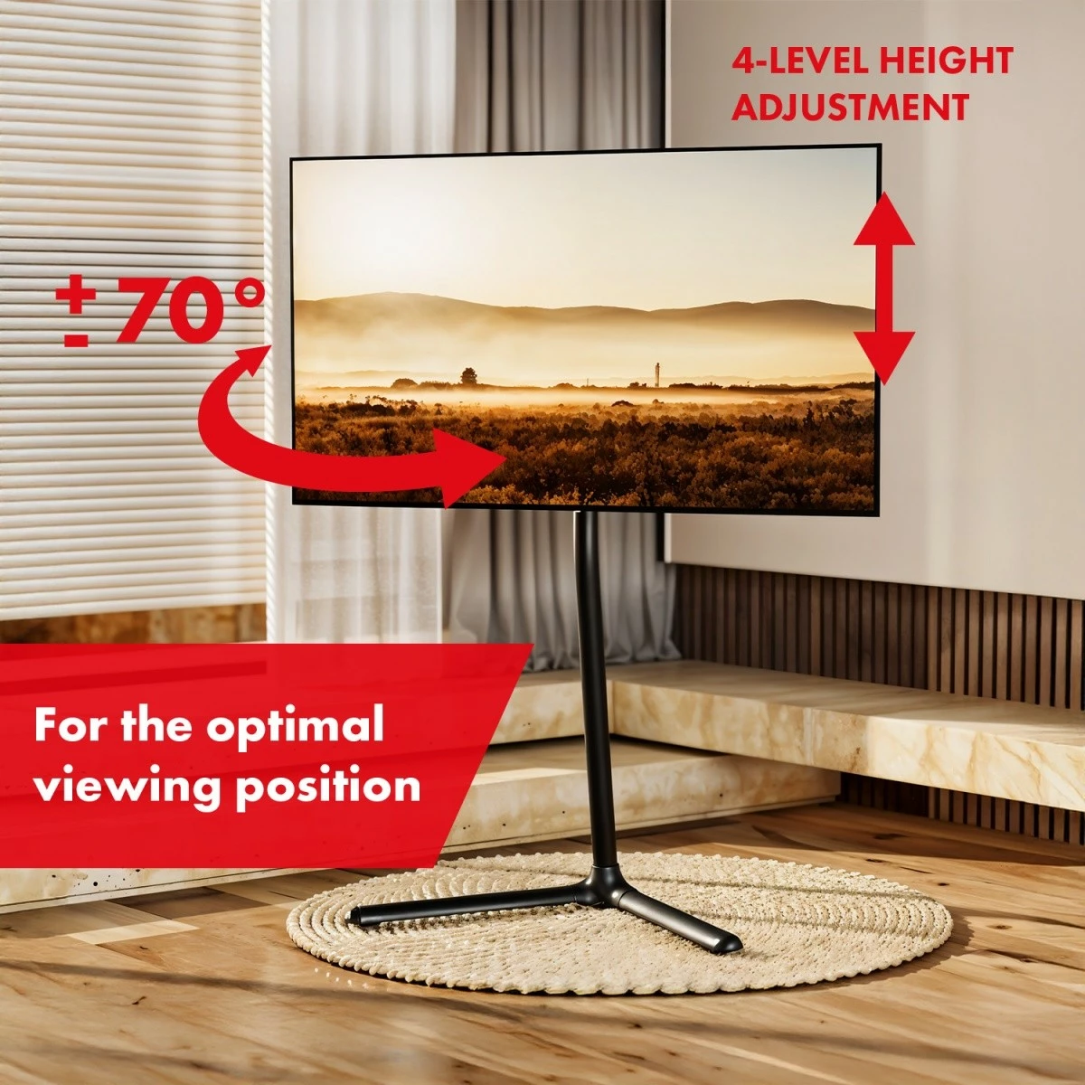 Mbajtës dyshemeje për TV Maclean MC-494, për ekrane 32-70", deri 40 kg, VESA 400x400, e zezë