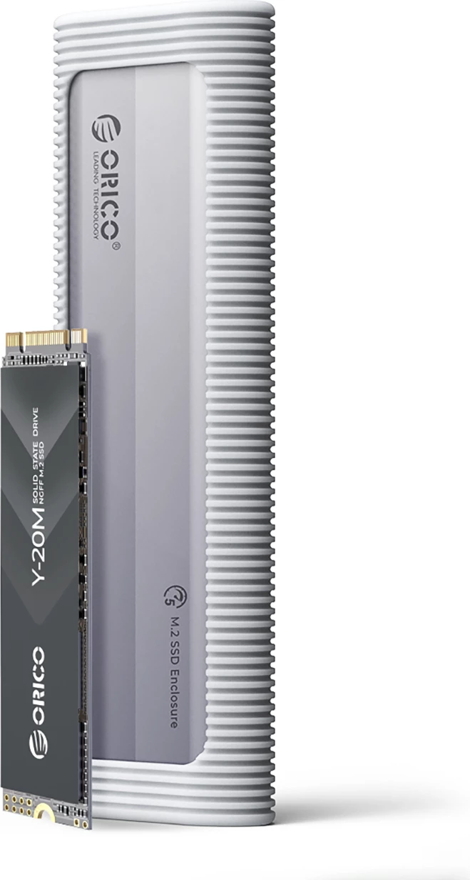 Kasë Orico AXM2S-G2-V1 për SSD M.2 NVMe/SATA, USB-C/USB-A, 10Gbps, Gri