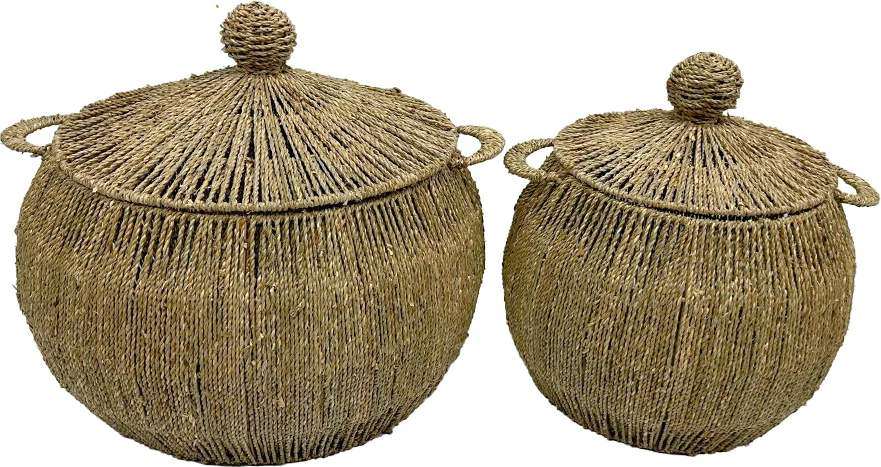 Set shporta YUKI prej bari deti, natyrale, 2 copë, 55x55x45cm