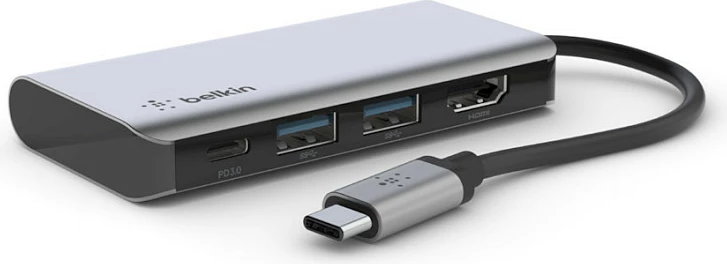 Adapter Belkin USB-C 4-in-1 Multiport, Silver