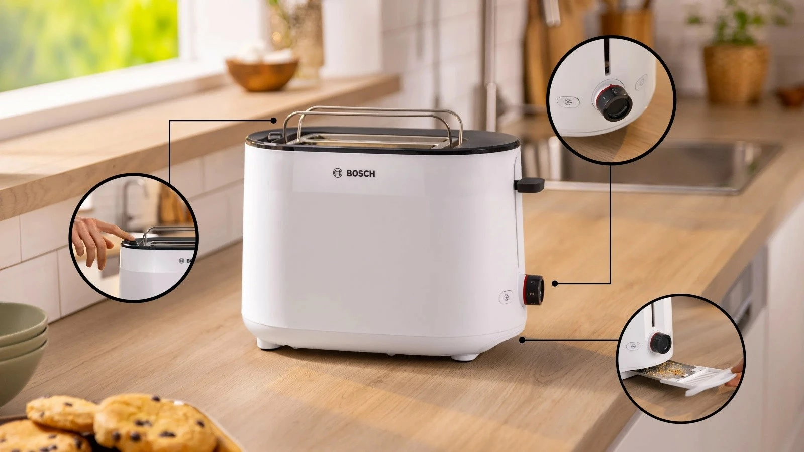 Toaster Bosch MyMoment TAT2M121, 2 feta, i bardhë