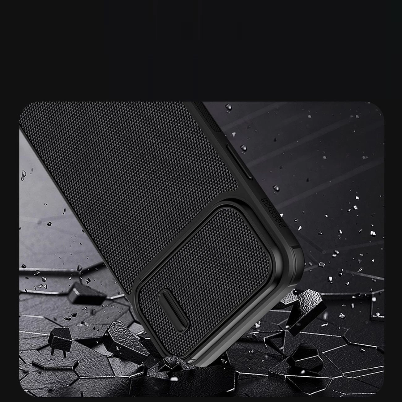 Mbështjellës Nillkin Textured S Case për iPhone 14 Pro Max, me kapak kamere, e zezë