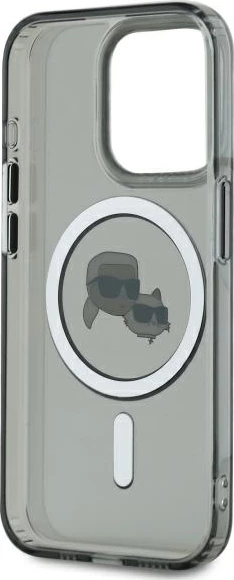 Mbështjellës Karl Lagerfeld KLHMP15LHLSKCK për iPhone 15 Pro 6.1", hardcase, MagSafe, zi