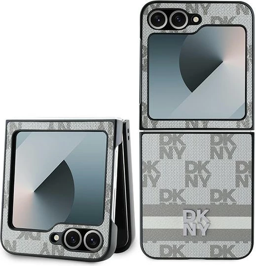 Mbështjellës për celular DKNY Checkered Pattern Printed Stripes për Samsung Galaxy Z Flip 6, Bezhe