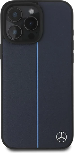 Mbështjellës Mercedes MB Blue Line lëkurë me MagSafe për iPhone 16 Pro Max, Blu