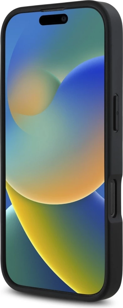 Mbështjellës, Karl Lagerfeld, HC Grained PU Cardslot Metal Signature për iPhone 16 Pro 6.3", xhep kartash, PU i punuar, e zezë