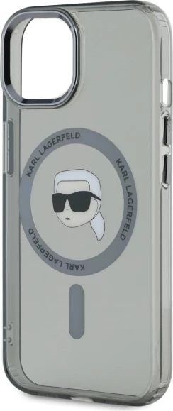 Mbështjellës Karl Lagerfeld KLHMP15SHLSKIK për iPhone 15 6.1", i fortë, MagSafe, i zi