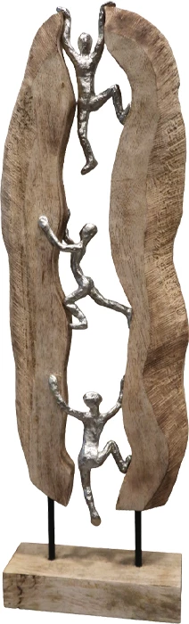 Dekor tavoline Climb, dru mango natyral-alumin, 21x8x69cm