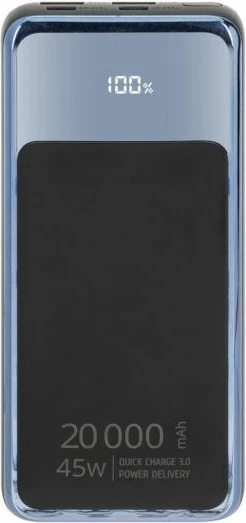 Powerbank Rivacase VA1075 20000mAh 45W QC3.0/PD me LCD, e zezë