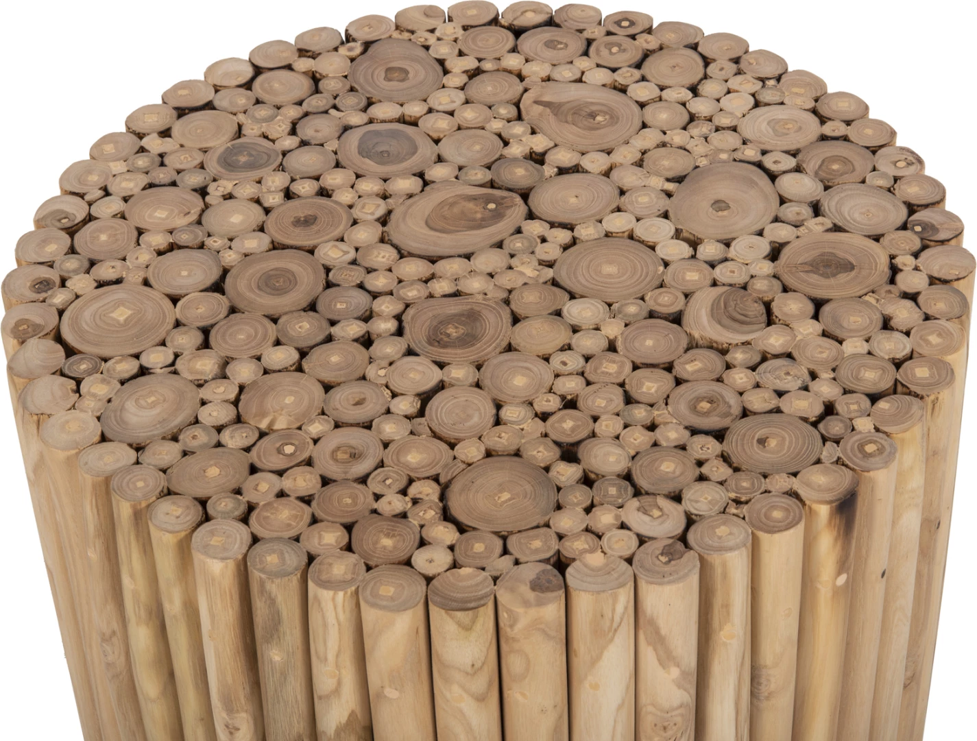 Tavolinë kafeje e rrumbullakët COOTER FH9864 degë tik - natyrale Φ60,5x46Hcm