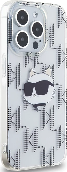 Mbështjellës Karl Lagerfeld IML Choupette Head & Monogram për iPhone 15 Pro, Transparent