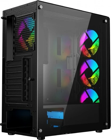 Kasë Gembird Fornax 400X, Midi Tower, ATX, xham i temperuar, e zezë