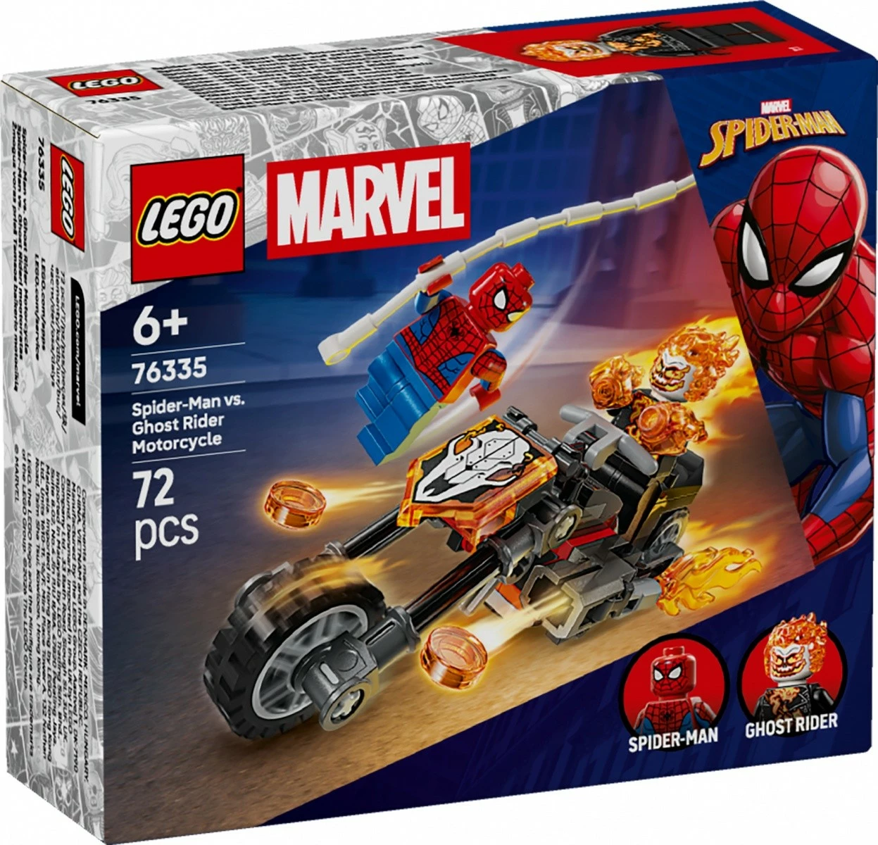 Set ndërtimi LEGO Marvel 76335 Spider-Man vs Ghost Rider, 72 pjesë, 6+, set i vogël