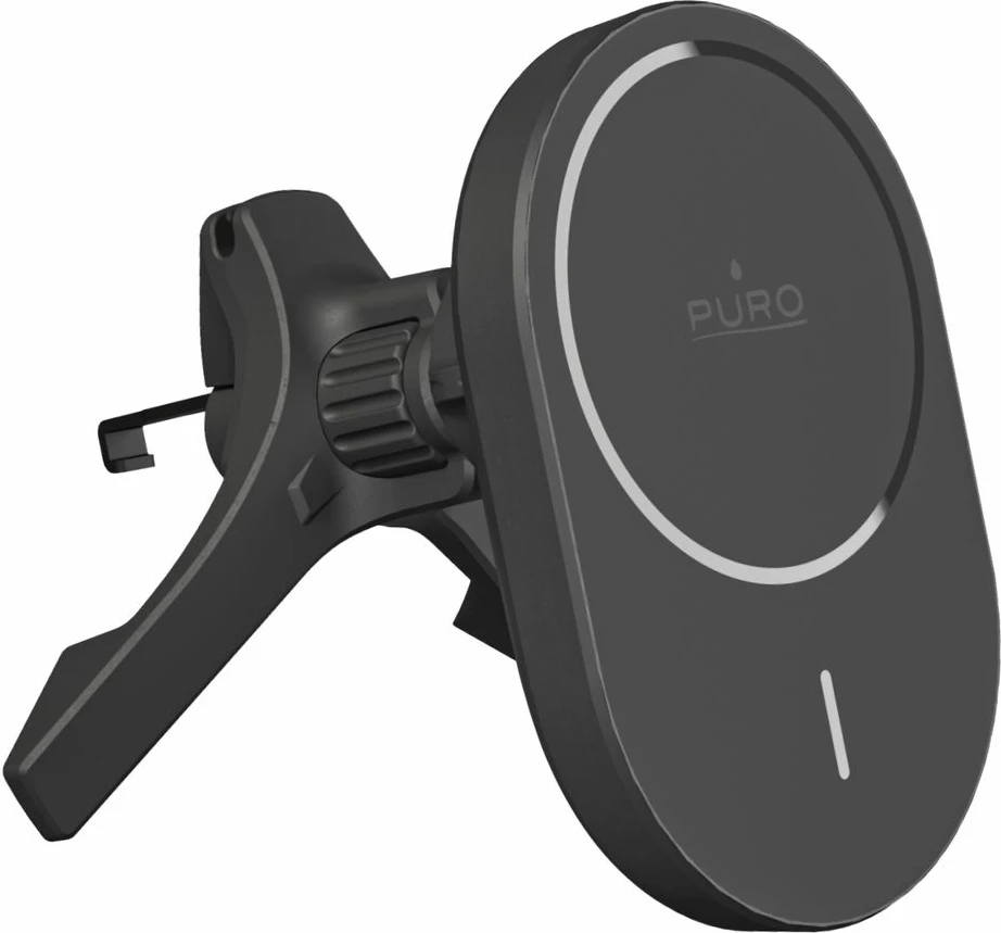 Mbajtës magnetik për celular me karikues wireless Puro PUSH2QIMAGBLK, 15W, MagSafe, i zi