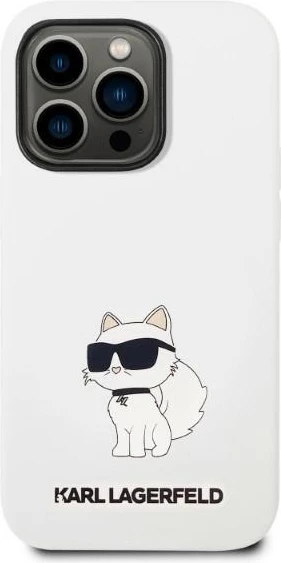 Mbështjellës Karl Lagerfeld KLHMP14XSNCHBCH për iPhone 14 Pro Max 6.7", silikon, MagSafe, Bardhë