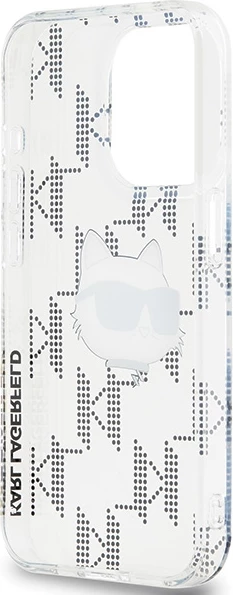 Mbështjellës Karl Lagerfeld IML Choupette Head & Monogram për iPhone 15 Pro Max, transparent
