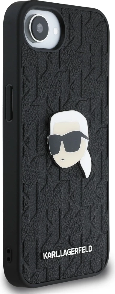 Mbështjellës Karl Lagerfeld Monogram Karl Head Pin për iPhone 16e, i zi